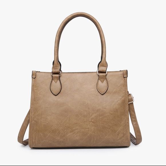 Jen & Co Alma Tri-Color Striped Satchel with Tassel - Picture 3 of 8